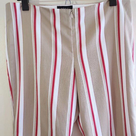 Zinc Retro Flare Striped Pants Red & Tan Ankle Boho MOD Crop Hippie Junior Sz 11 - Picture 6 of 7